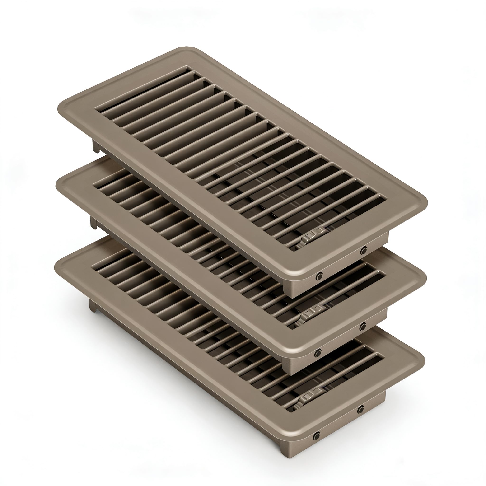 4" x 10" Floor Register Floor Vent Covers for Home Heavy Duty Metal Air Floor Vent Covers Brown with Rust Proof Finish and Adjustable Knob for Home