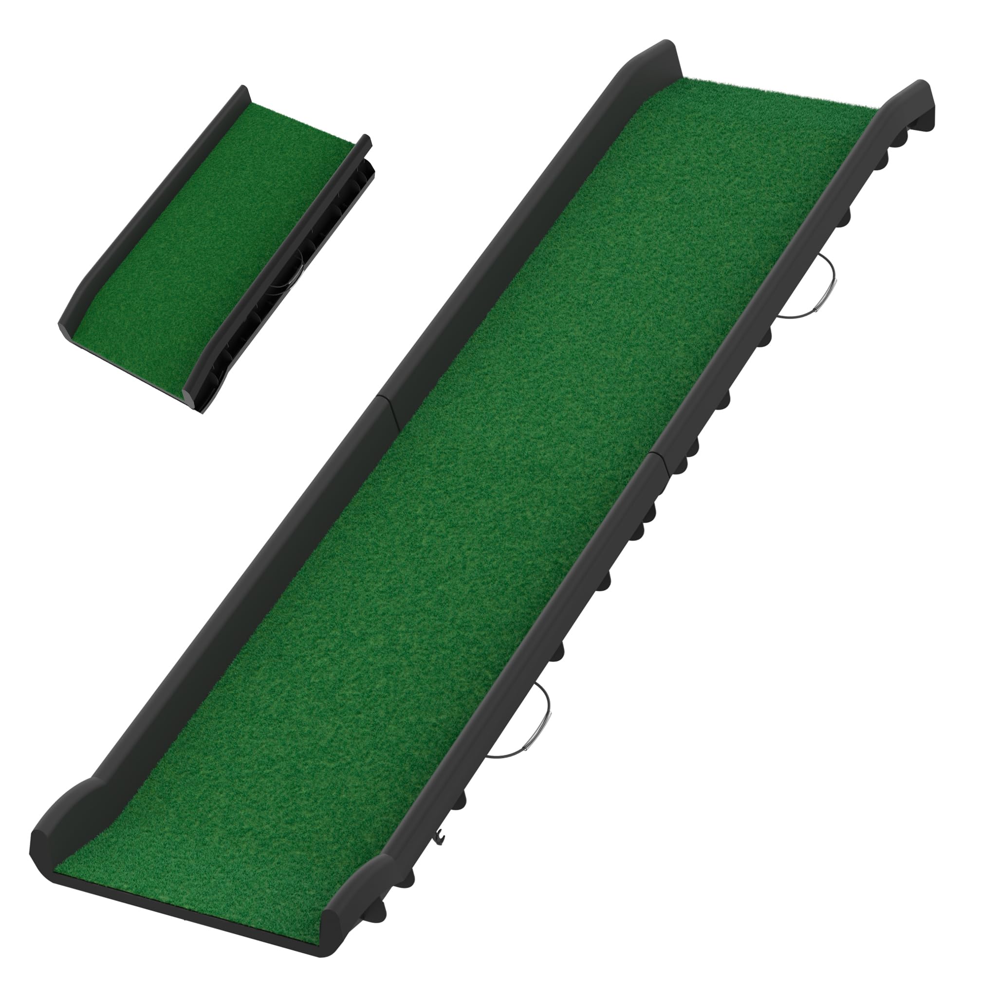 FIVMEN Rampa para perros plegable para coche, escaleras para perros, antideslizante, hasta 90 kg, 156 x 40 cm, rampa para perros, para SUV, grandes animales pequeños, con césped