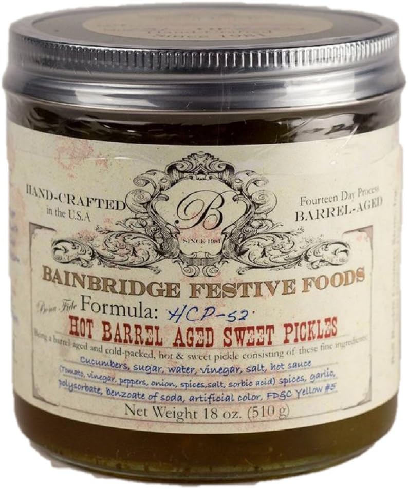 BainbridgeHot Barrel-Aged Sweet Pickles - 18 Oz