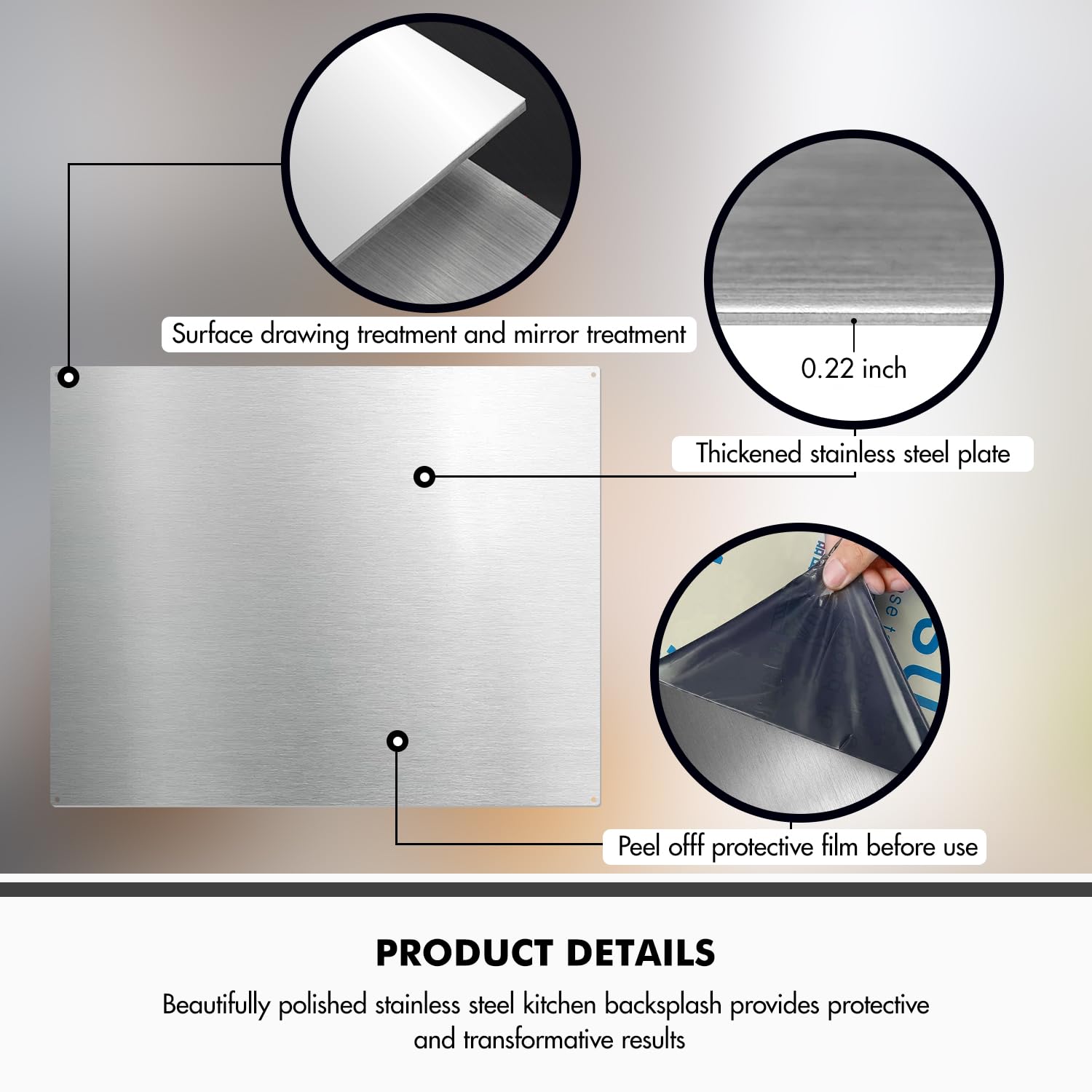 Micmi 24 X 30 Stainless Steel Stove Backsplash, Reversible Flat Metal Guard Range