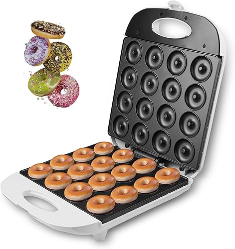 Mini máquina de donas eléctrica de 1400 W, calefacción de doble cara, revestimiento antiadherente, hace 16 donas a la vez, para desayuno apto para
