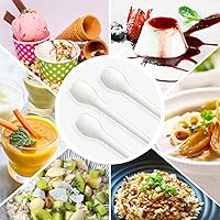Vista 4 de Cucharas de postre de plástico desechables de 6 pulgadas, sin BPA, tamaño pequeño con punta frontal cuadrada, ideal para pasteles, yogur, helados