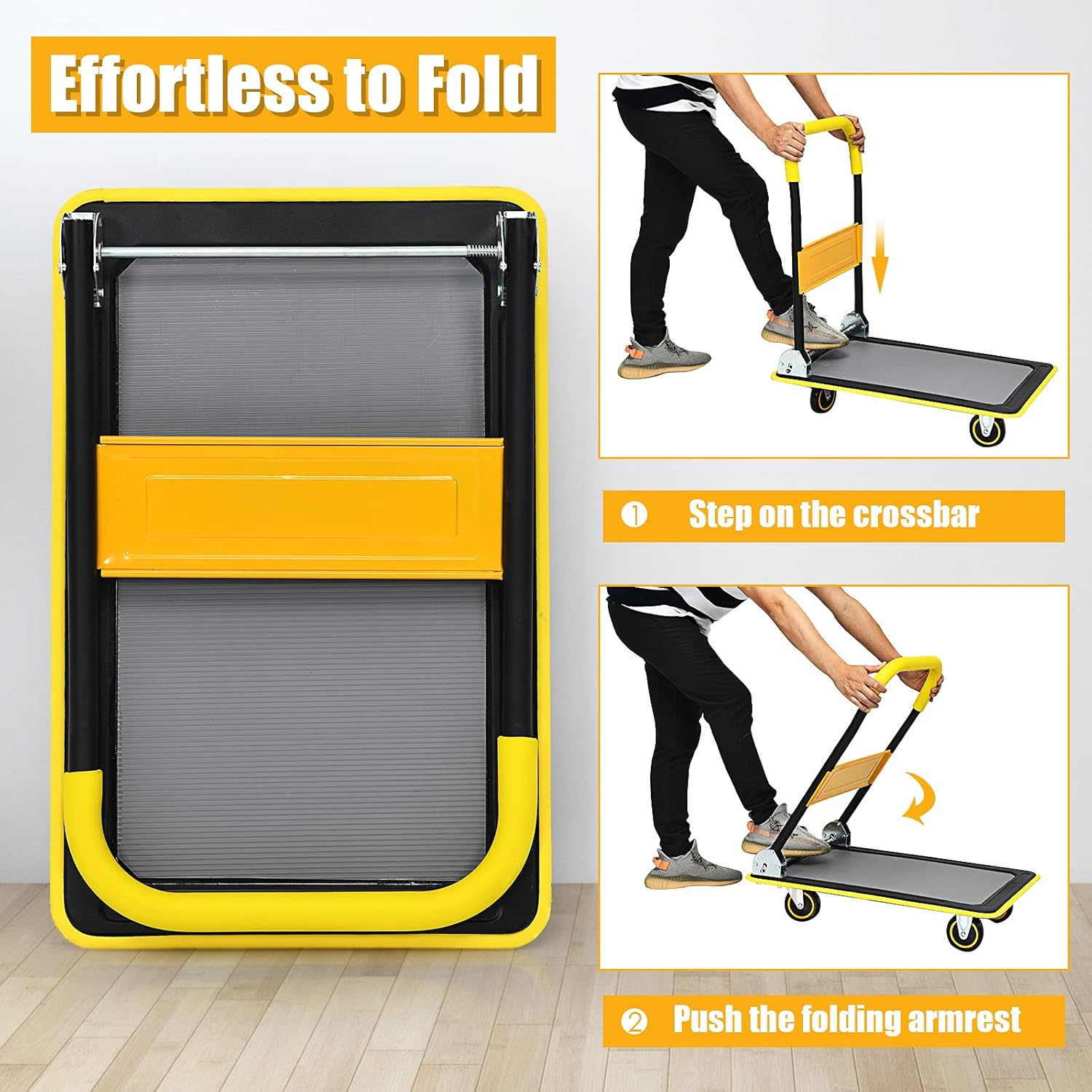 Exclusive Discount 90% Price Goplus Folding Platform Cart, 330LBS Rolling Flatbed Cart Hand Platform Truck Push Dolly for Loading, Yellow Exclusive Goplus Folding Platform Cart, 330LBS Rolling Flatbed Cart Hand Platform Truck Push Dolly for Loading, Yellow