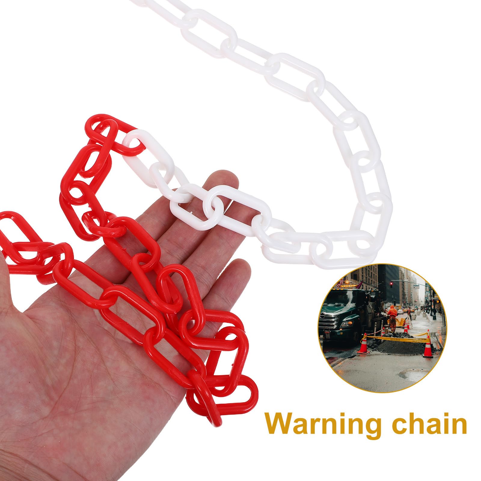 Plastikowy łańcuch barierowy bezpieczeństwa 25 m – łańcuch ostrzegawczy kontroli tłumu na parkingach, kolejkach, placach budowy, skuteczne rozwiązanie do zarządzania ruchem