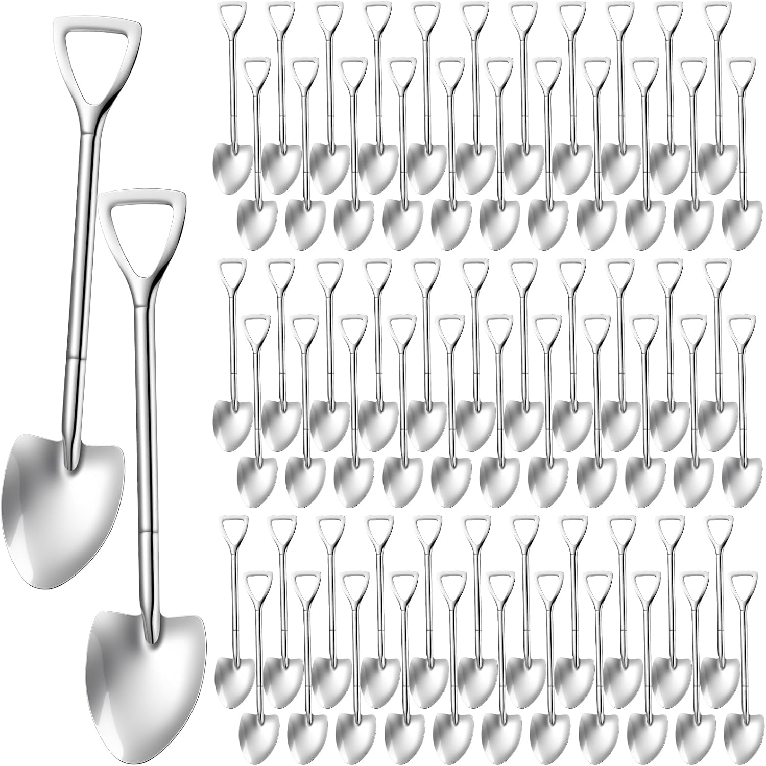 200 Pcs Stainless Steel Shovel Spoons, 5.9 Inch Mini Shovels for Desserts Ice Cream, Durable Shovel Spoons for Desserts Appetizer, Silver Ice Cream Shovel Bulk for Parties Catering