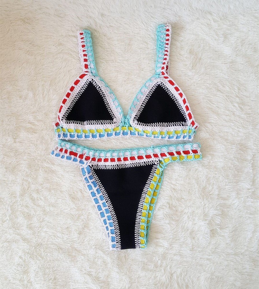 Bikini maillot de bain tricoté main ZUBJN taille M split confortable