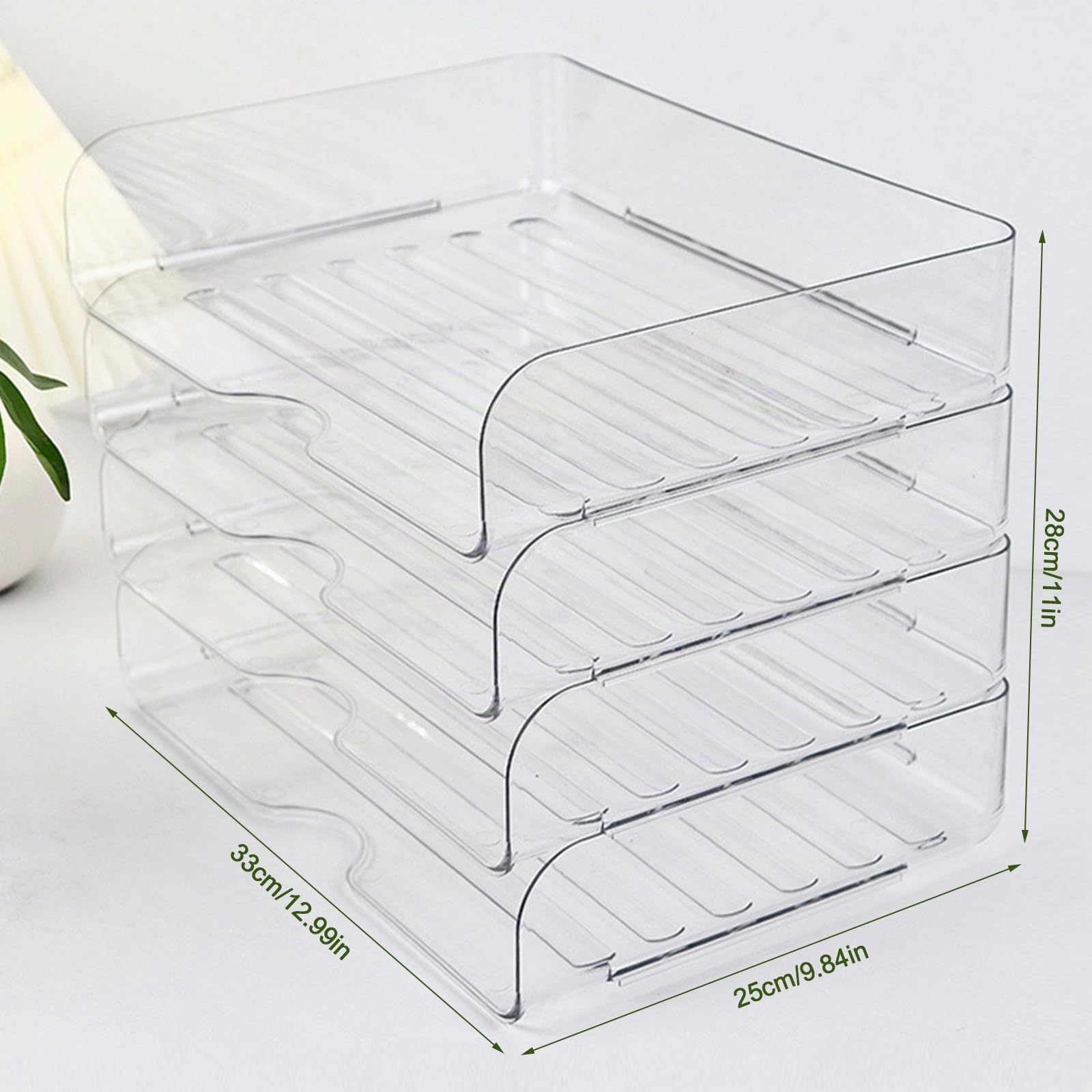 Vaschetta portadocumenti trasparente a 4 ripiani, in acrilico, impilabile, per formato A4, robusta e impilabile, in plastica PET, per casa, ufficio, scuola, ripiano in carta, 33 x 25 x 7 cm