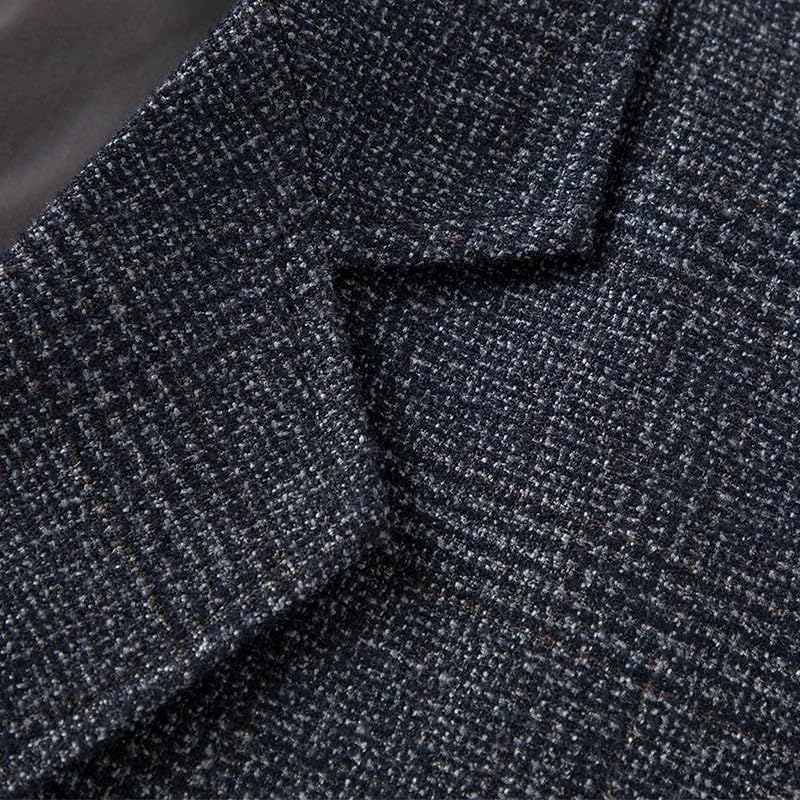 Men's Plaid Slim Fit Korean Style Business Casual Suit Jacket Spring Fall Middle Aged Office Coat3