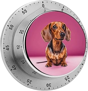 Kitchen Timers for Cooking Dachshund Weiner Dog Visual Timer Stainless Steel Magnetic Kitchen Timer with Alarm Cooking Timers for Baking, Exercise, Sports, Study & Outdoor Use