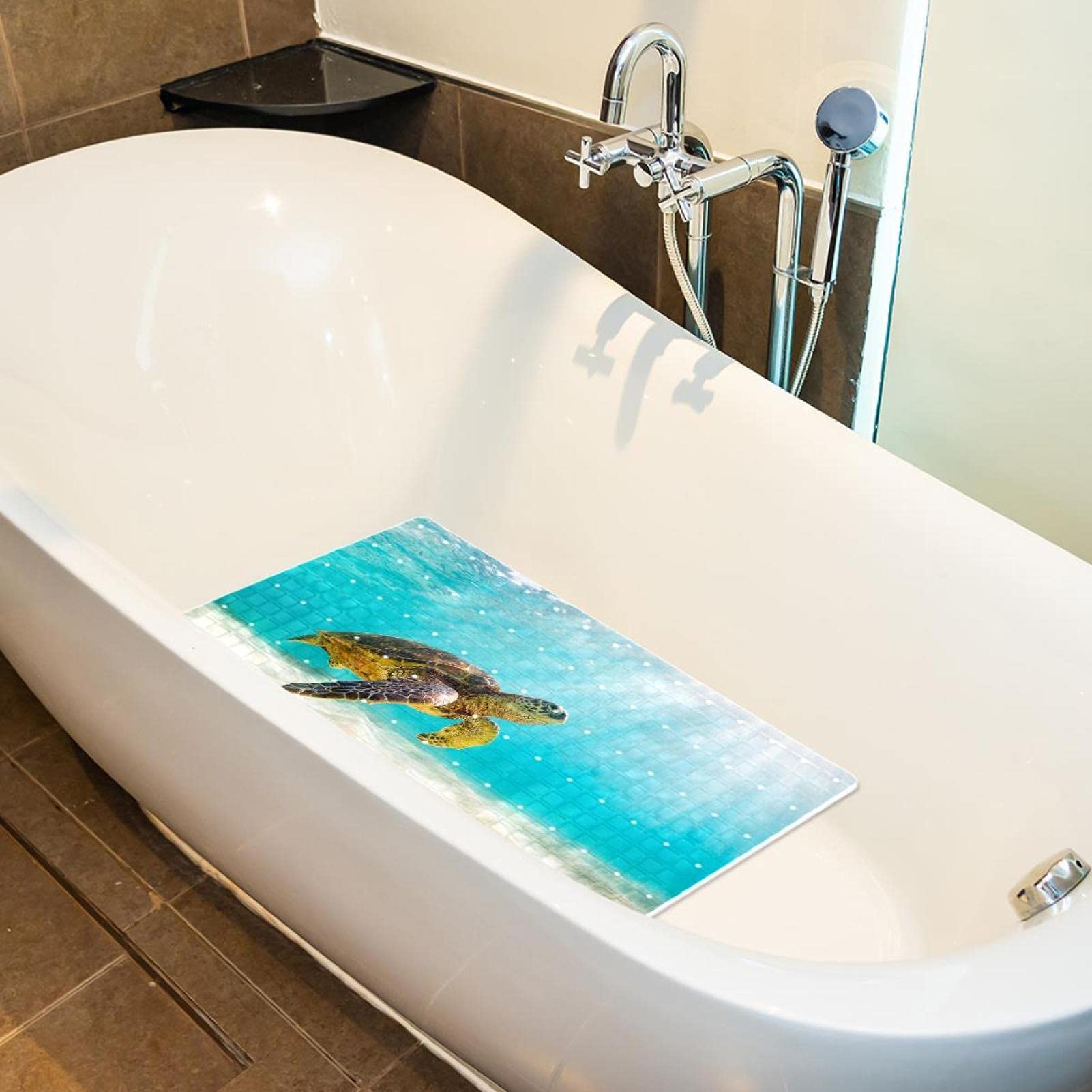 Z&Q Badewanne und Duschmatten Schildkröte rutschfeste Badematte PVC wasserdichte Badewannenmatte für Badezimmerdekorationen 40x71 cm