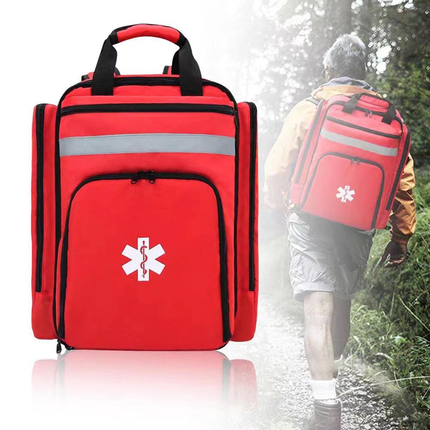 Zaino Professionale Di Pronto Soccorso Vuoto, Zaino Infermiere Domiciliare, Borsa Medica Tattica Con Riflettente, Zaino Medico Grande Capacità Per Campeggio, Escursionismo