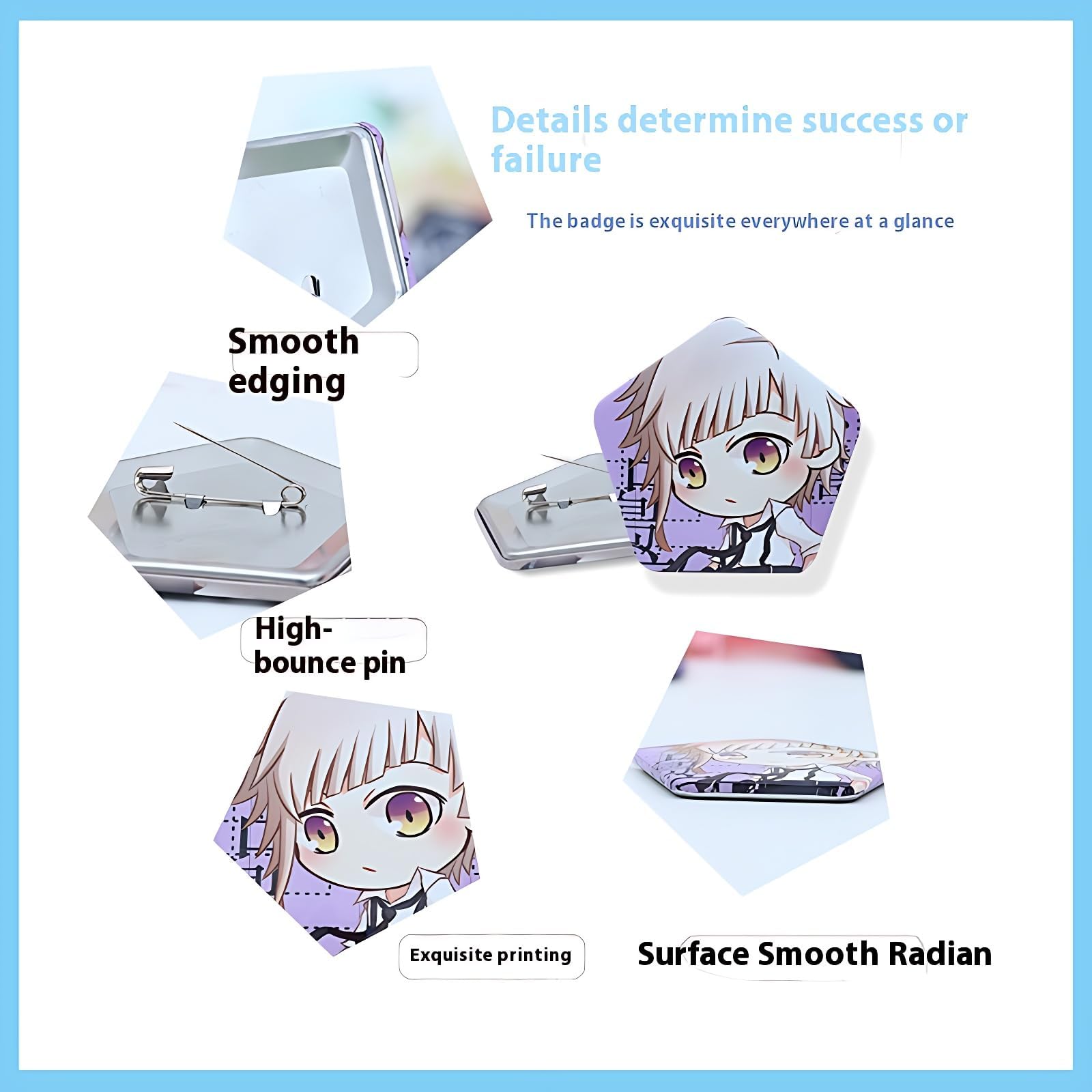 Kit Macchina per Badge Professionisti con punzonatura, fustellatore e componenti da 100 Pezzi, Pulsante 61x58mm Premere per Badge e Pin del Pentagono Fai -da -Te