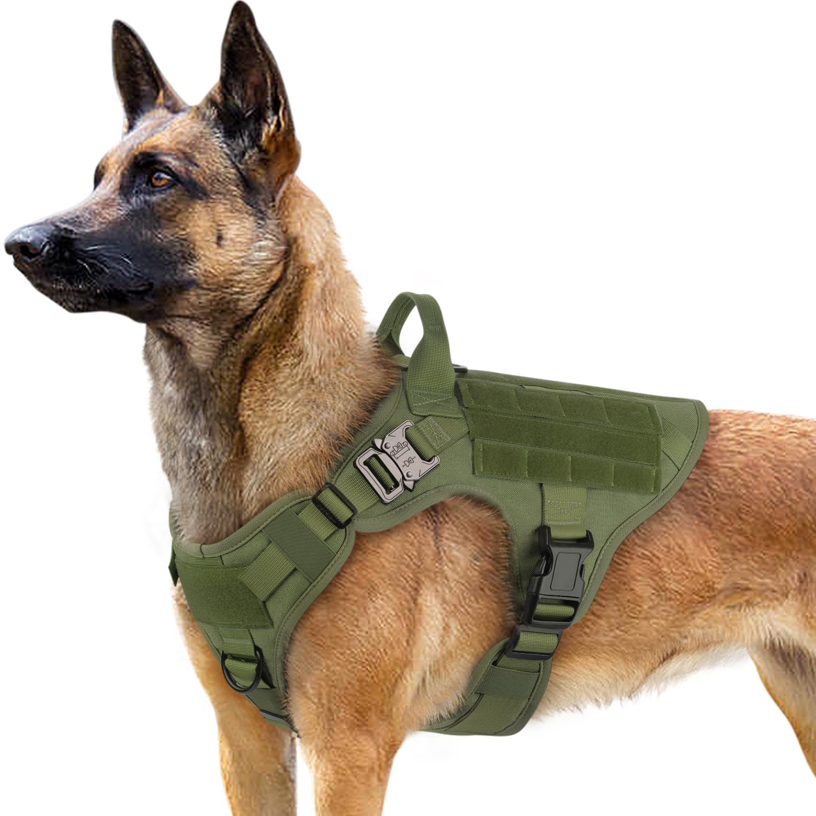 rabbitgoo Tactical Dog Harness for Large, Heavy Duty Pet Harness with Handle, No-Pull Service Vest Large Breed, Adjustable Military Dog Vest for