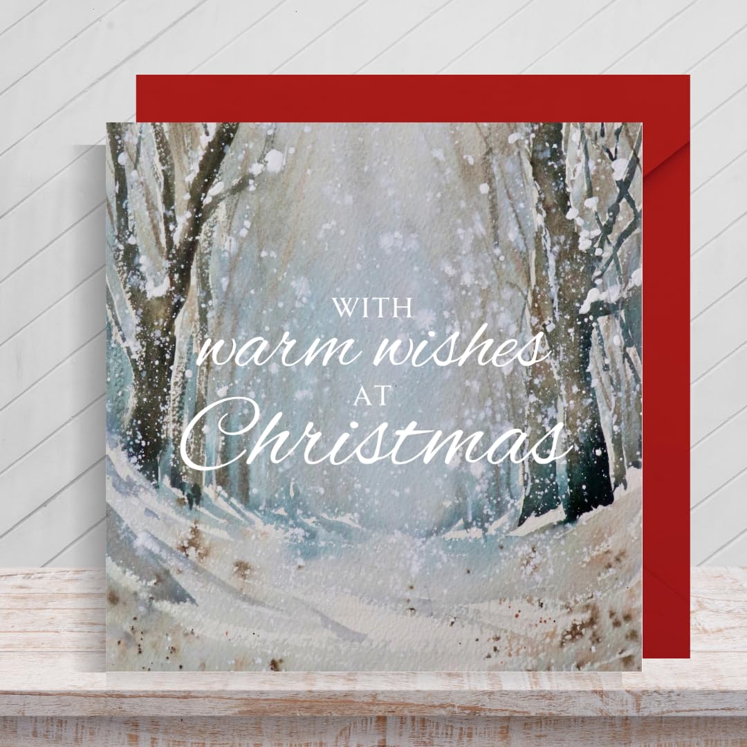 Second Ave Pack of 10 Warm Wishes At Christmas Xmas Christian Religious Holiday Festive Greetings Cards, red and green, 140mm x 140mm - Image 2