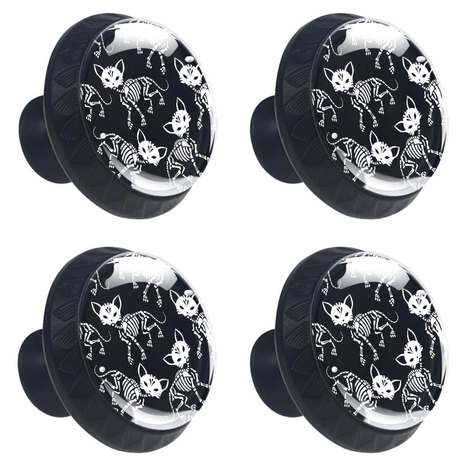Boutons de tiroir chat squelette 30mm en cristal pour armoire et placard de cuisine
