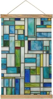 Abstract Mosaic Colorful Rectangular Tiles Canvas Painting Wood Frames Poster, Hanger Hanging Picture Kit for Artwork Wall Art Decor