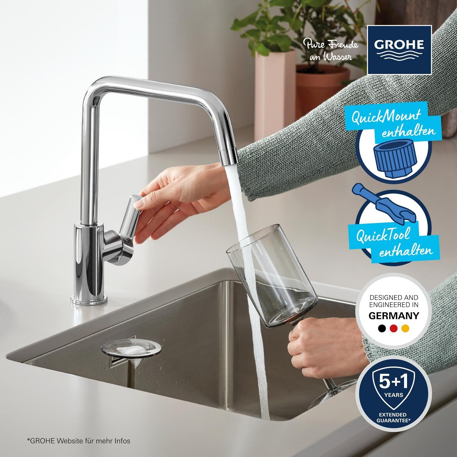GROHE Start Küchenarmatur - Niederdruck Armatur Mit Hohem Auslauf Chrom