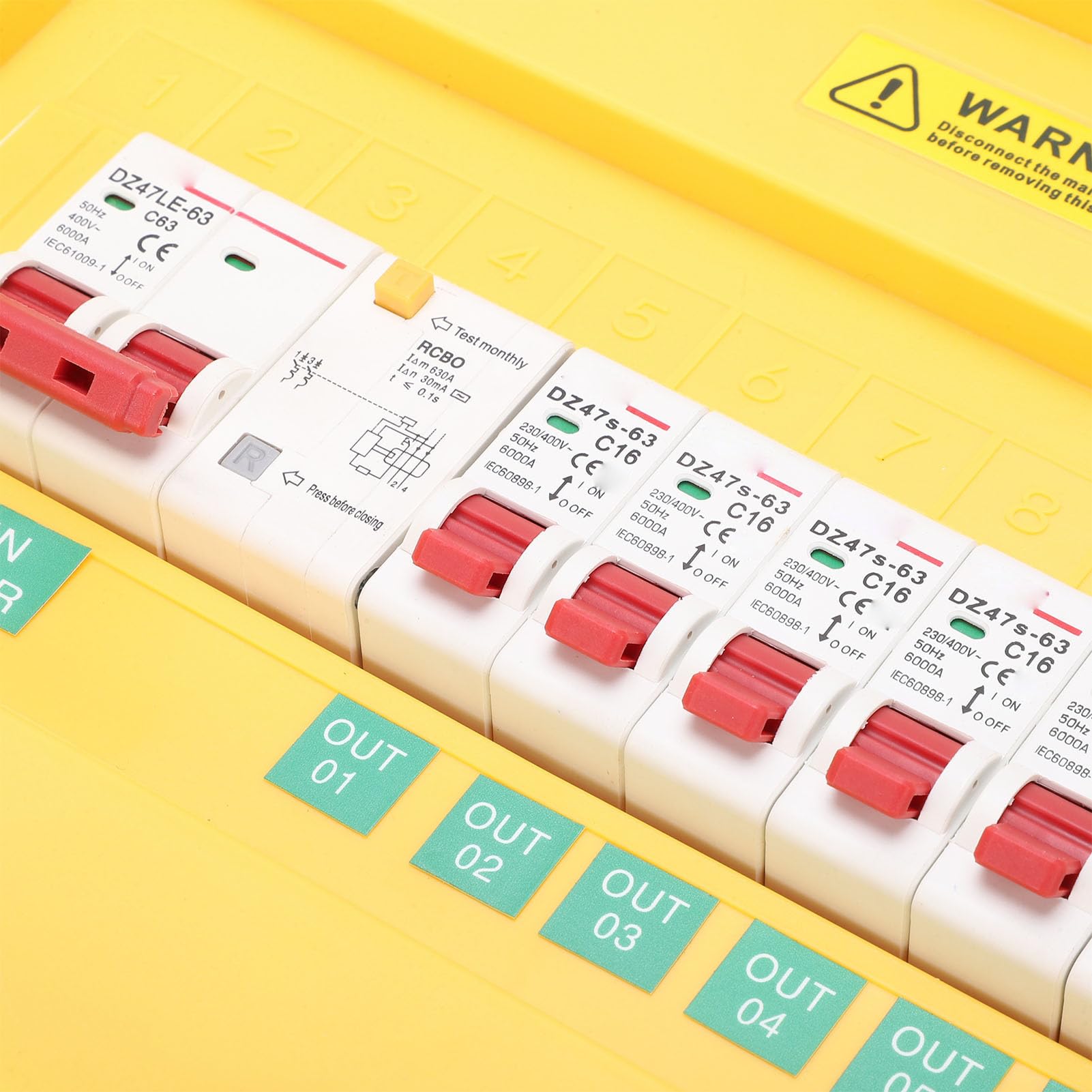 Annadue Scatola di Distribuzione Elettrica Portatile Impermeabile da 16 A con 6 Prese per Cantiere, Giardino, Materiali di Alta qualità Giallo