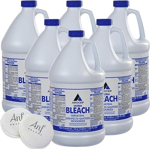 ANF Brands - Blanqueador líquido, jarras de 1 galón y esponja de limpieza (6 unidades)
