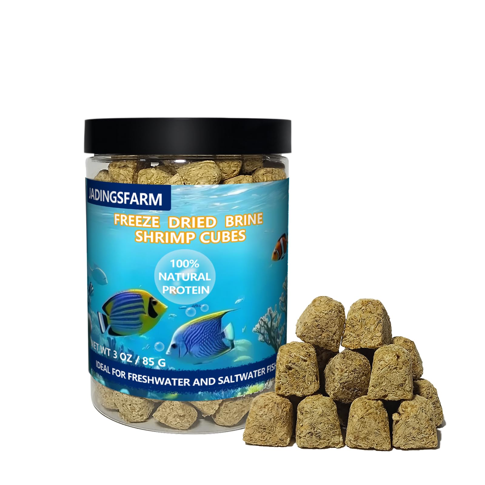 Freeze Dried Brine Shrimp Cubes 3 OZ Brine Shrimp Freeze Dried Aquatic Foods for Tropical Fish Marine Fish