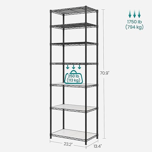 Miniatura 47 de SONGMICS Estantes de almacenamiento de 6 niveles, estantería de alambre, estantes de metal de cocina, estante de almacenamiento con estantes
