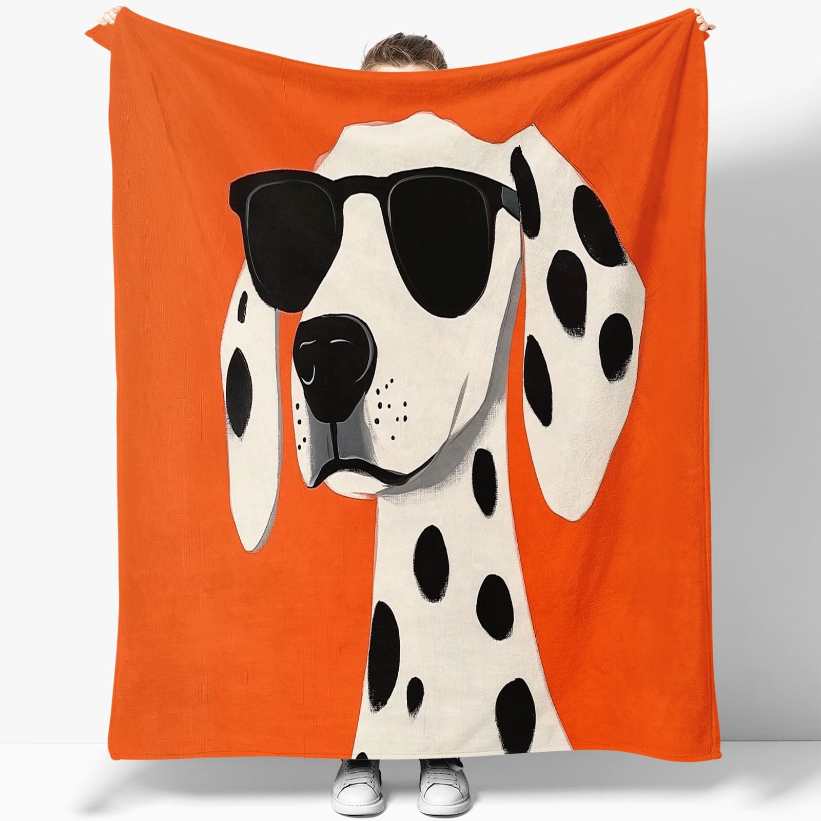 Miękki i lekki koc polarowy, urocze okulary przeciwsłoneczne dla psa, oddychający koc flanelowy, nadający się do prania, 200 x 200 cm, odpowiedni do sofy w łóżku i na pikniki