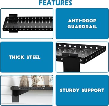Slatwall Shelves 24x10 Inch, Slatwall Accessories for Retail, Garage, Home Storage, Heavy Duty Slat Wall Hanging Shelf (2, White)