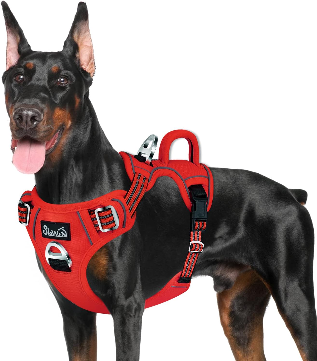 SlowTon No Pull Dog Harness, Heavy Duty No Choke Pet Harness with 2