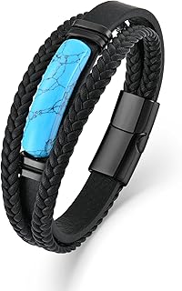 Turquoise Bracelet for Men Leather Men Bracelet