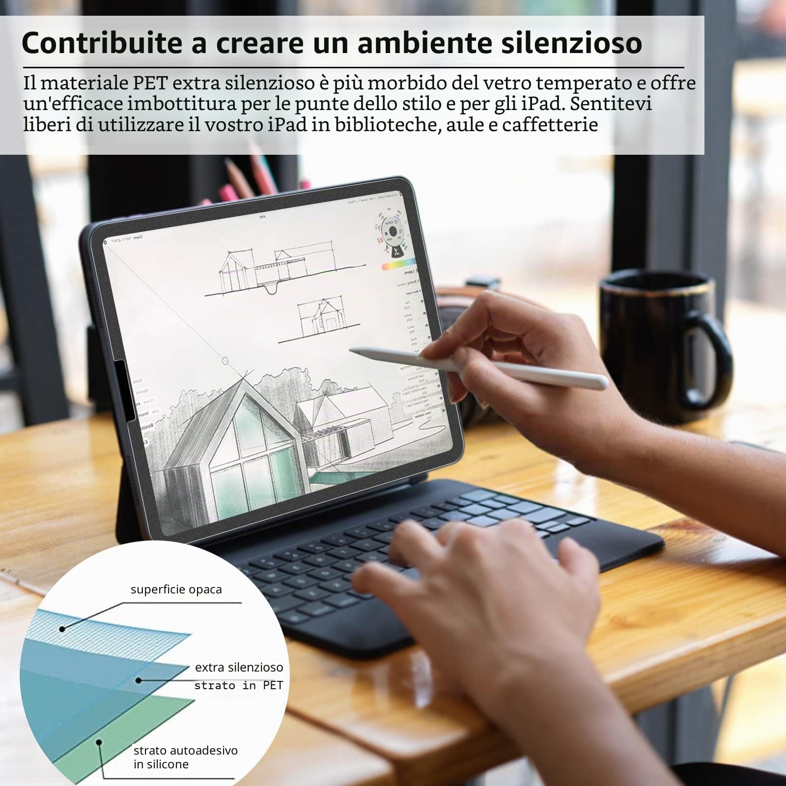 PYS Pellicola Protettiva PET opaca per iPad 11a A16 2025, iPad 10a Gen 2022 10,9 pollici - Carta per Disegnare Scrivere