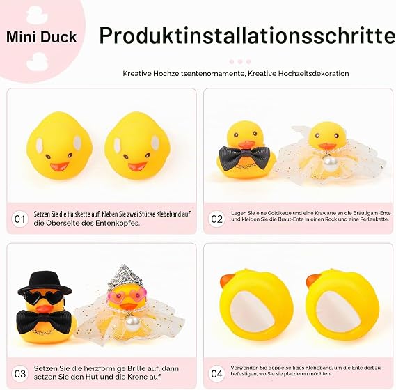 Pack of 2 Duck Wedding Couple Squeaky Duck for Weddings Bride and Groom Rubber Duck Mini Couple Duck for Ceremony Rubber Duck Souvenir Marriage Blessing Elegant Heartwarming Gift