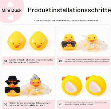 Pack of 2 Duck Wedding Couple Squeaky Duck for Weddings Bride and Groom Rubber Duck Mini Couple Duck for Ceremony Rubber Duck Souvenir Marriage Blessing Elegant Heartwarming Gift