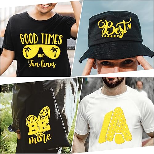 Miniatura 5 de Yellow Puff HTV, 10 x 10 pies, vinilo de transferencia de calor 3D, rollo de vinilo para planchar para camisas fáciles de cortar y desmalezar