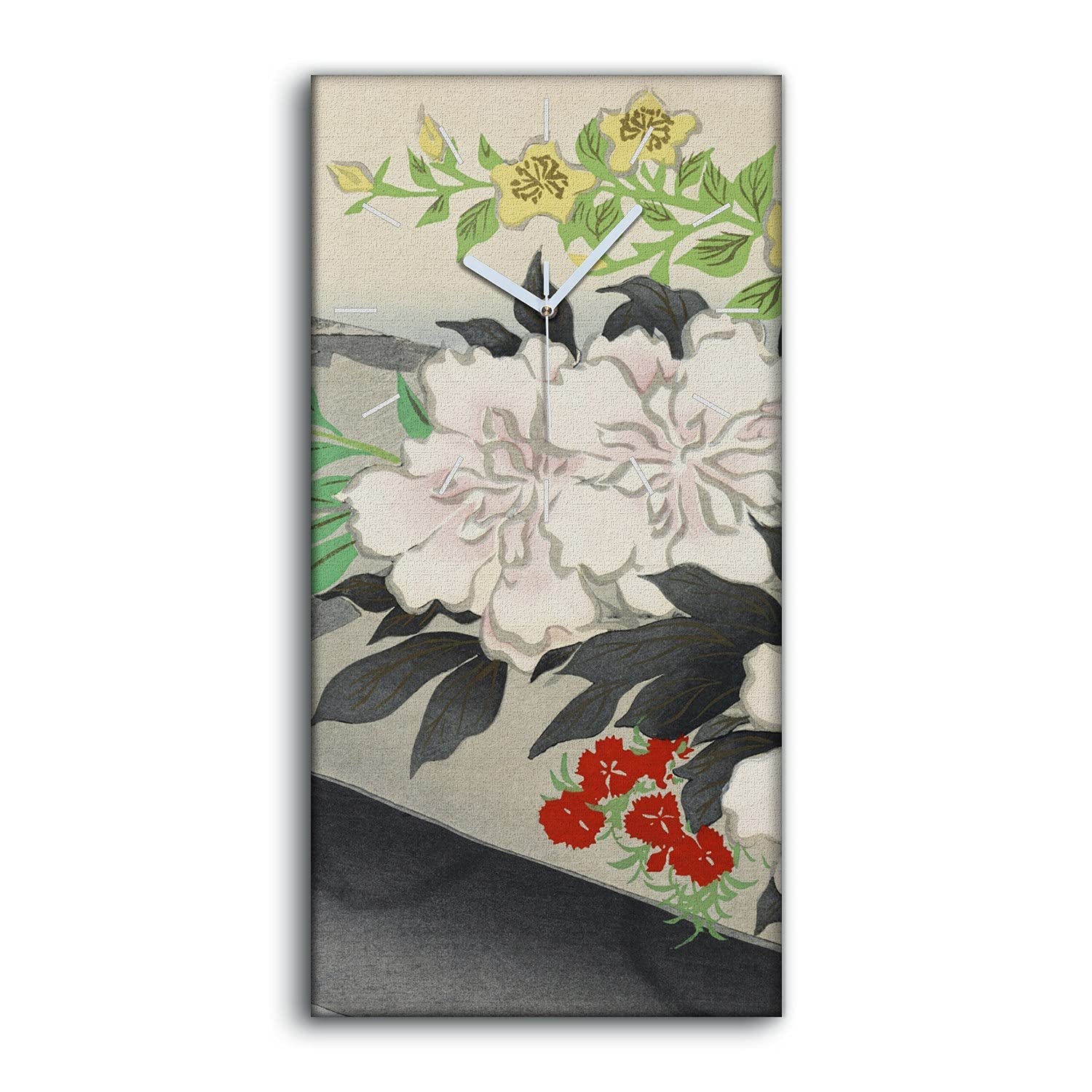 Horloge sur Toile Fleurs de l'eau Décoration 30x60cm pour Salon et Chambre Moderne