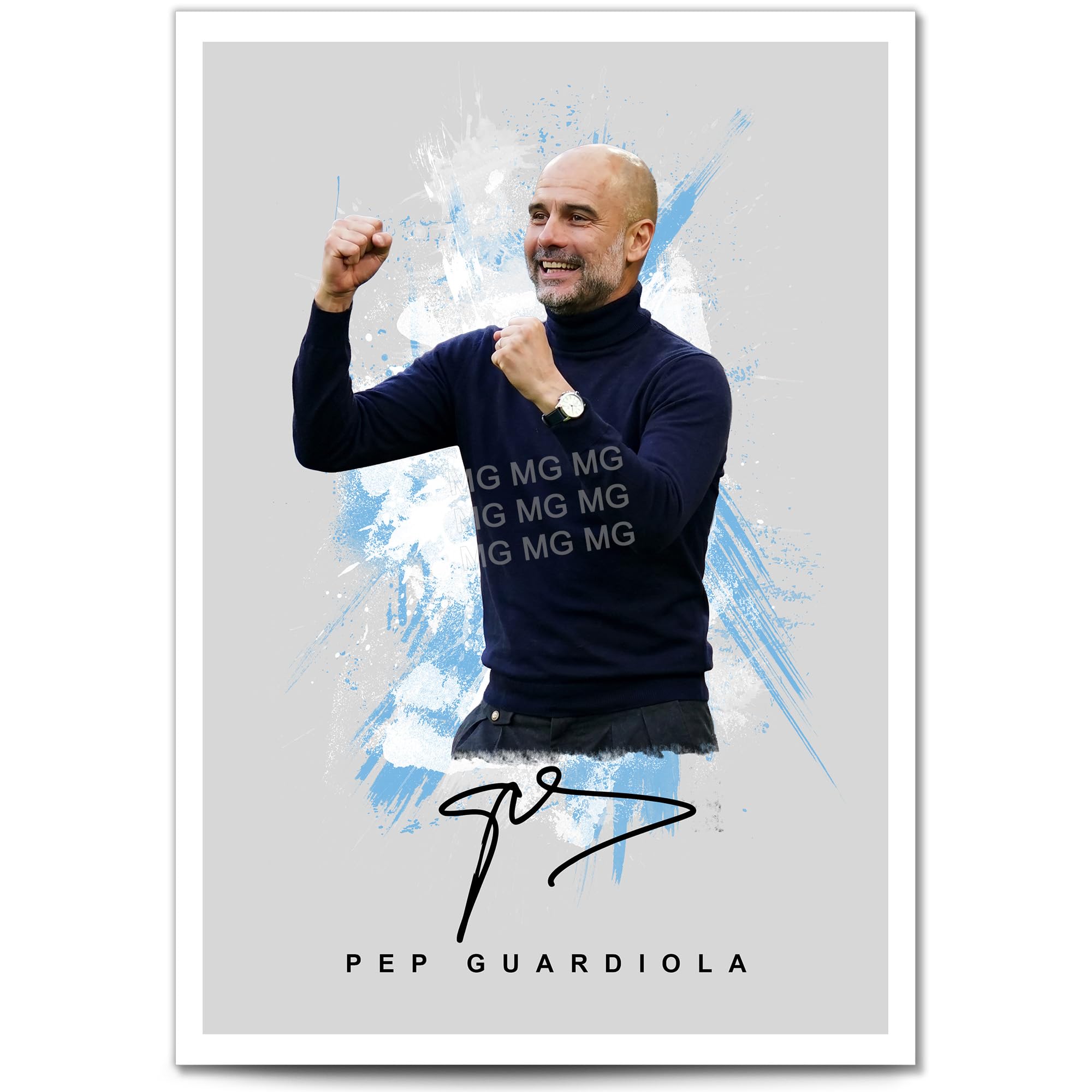 Mounted Gifts Trading Pep Guardiola Signed A4 Poster Photo Print Framed Autograph Gift Manager Manchester City Legend Treble Winner (Grey A4 print unframed)