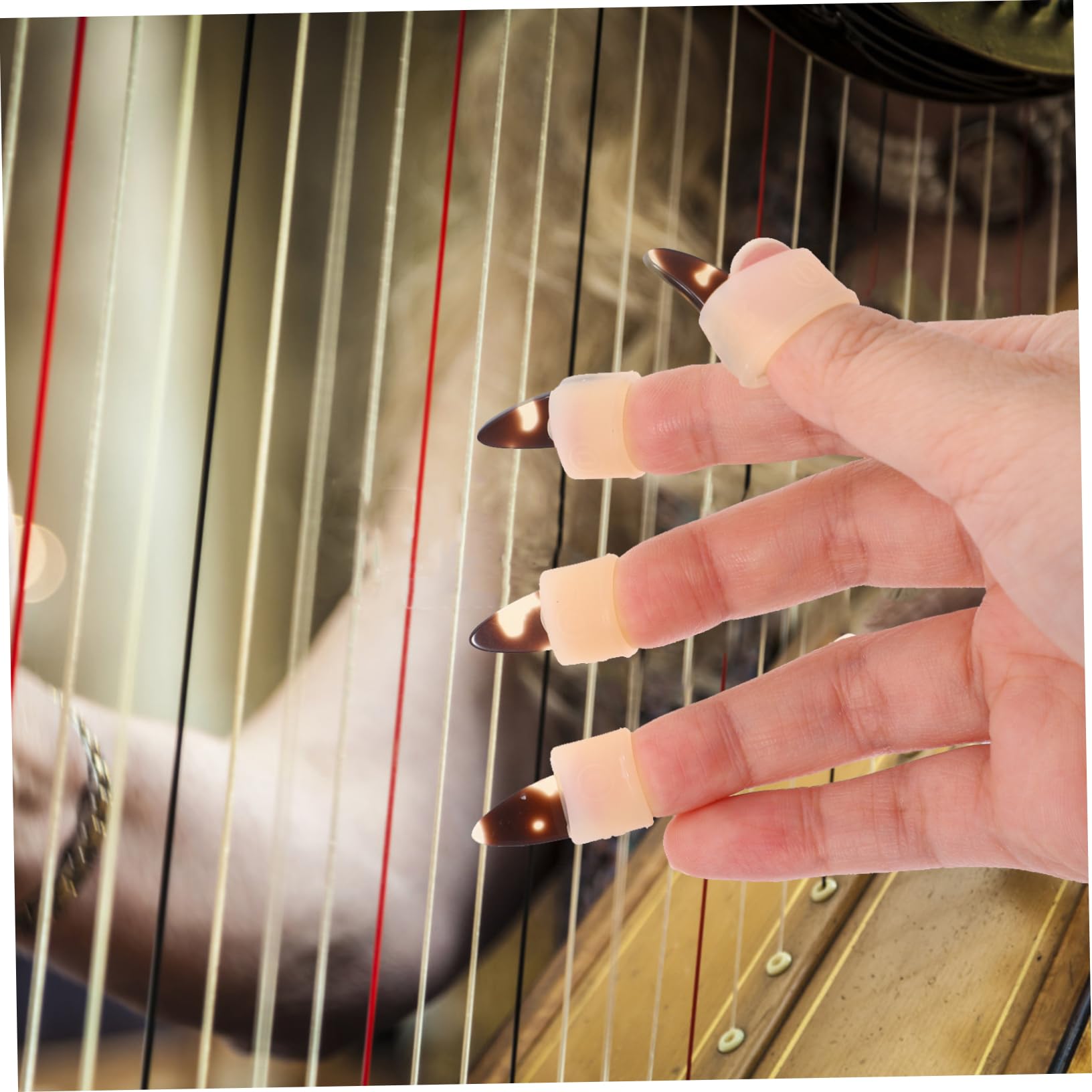Toyvian Guzheng zestaw do paznokci, opaska na paznokcie, dla dzieci, gitara basowa, Guzheng do ćwiczeń, Guzheng Play, silikonowe osłony paznokci Guzheng, Erhu
