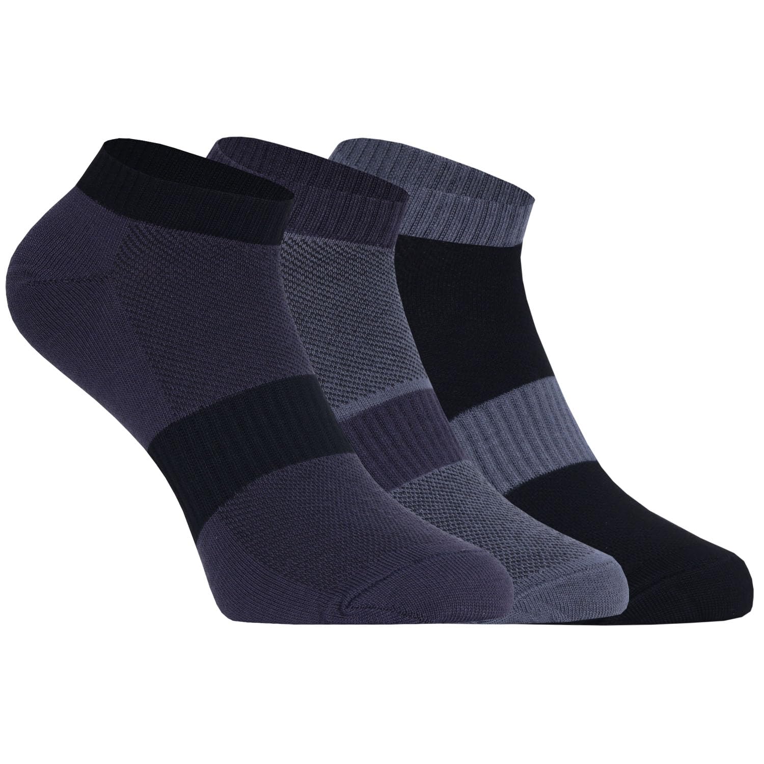 usoxo Men's Socks I Mesh Design Comfort Stylish ultra-feel Cushioned Made with Combed Cotton Ankle Length I Comfortable Free Size Sock for Every Day - Set of 3-picture-31
