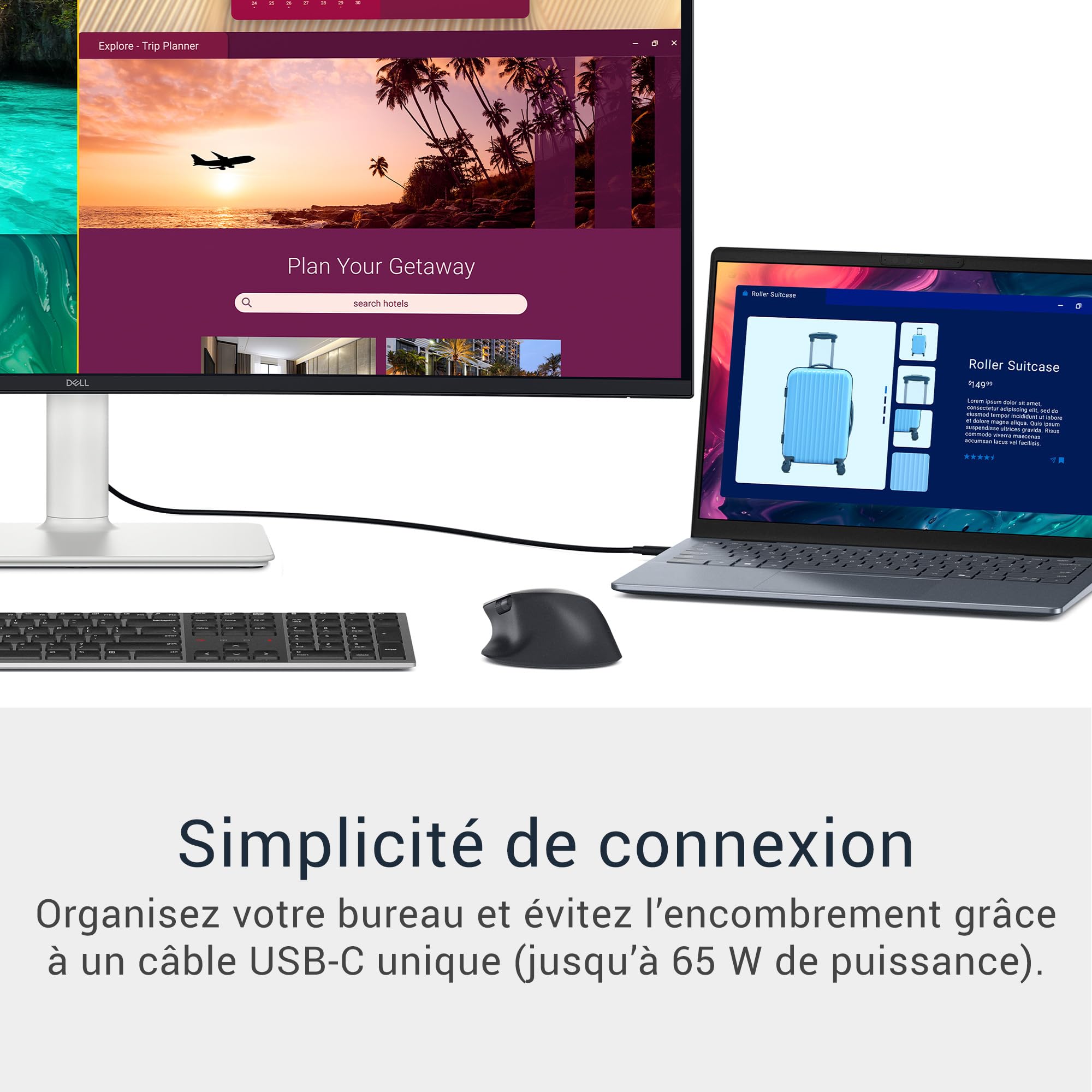 Dell 34 Plus USB-C Écran PC - S3425DW, WQHD (3440x1440), 21:9 Incurvé, 120Hz, VA, 1ms, AMD FreeSync Premium, HDR10, Réglage en Hauteur, Haut-parleurs intégrés, 2 USB-C, 2 HDMI, 2 USB, Garantie 3 Ans