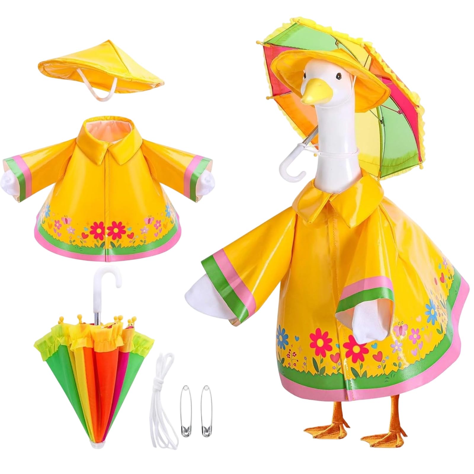 PANGBOER Festival Geese Costume Set Ideal for Birthday Celebration and Outdoor Themed Event Geese Raincoat Outfit Flower Rainwear Waterfowl Set