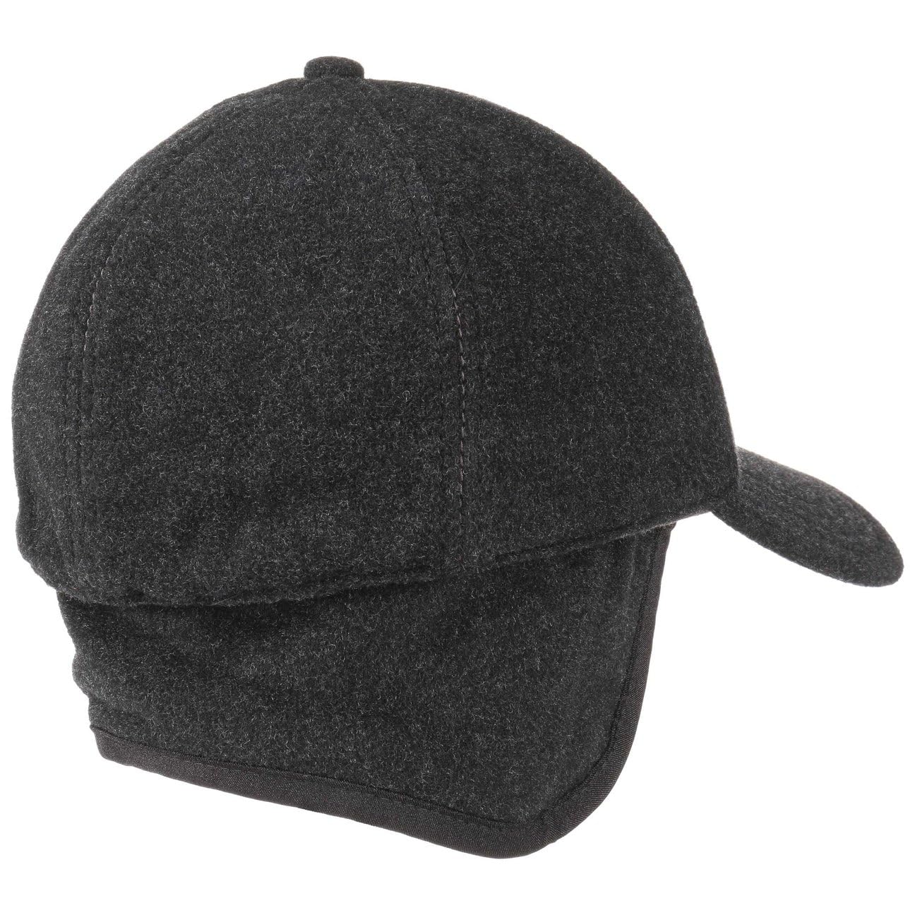 Stetson Vaby Earflap Fullcap 6 Panel Mit Ohrenklappen Nackenschutz Herren Herbst Winter anthrazit S (54-55 cm)
