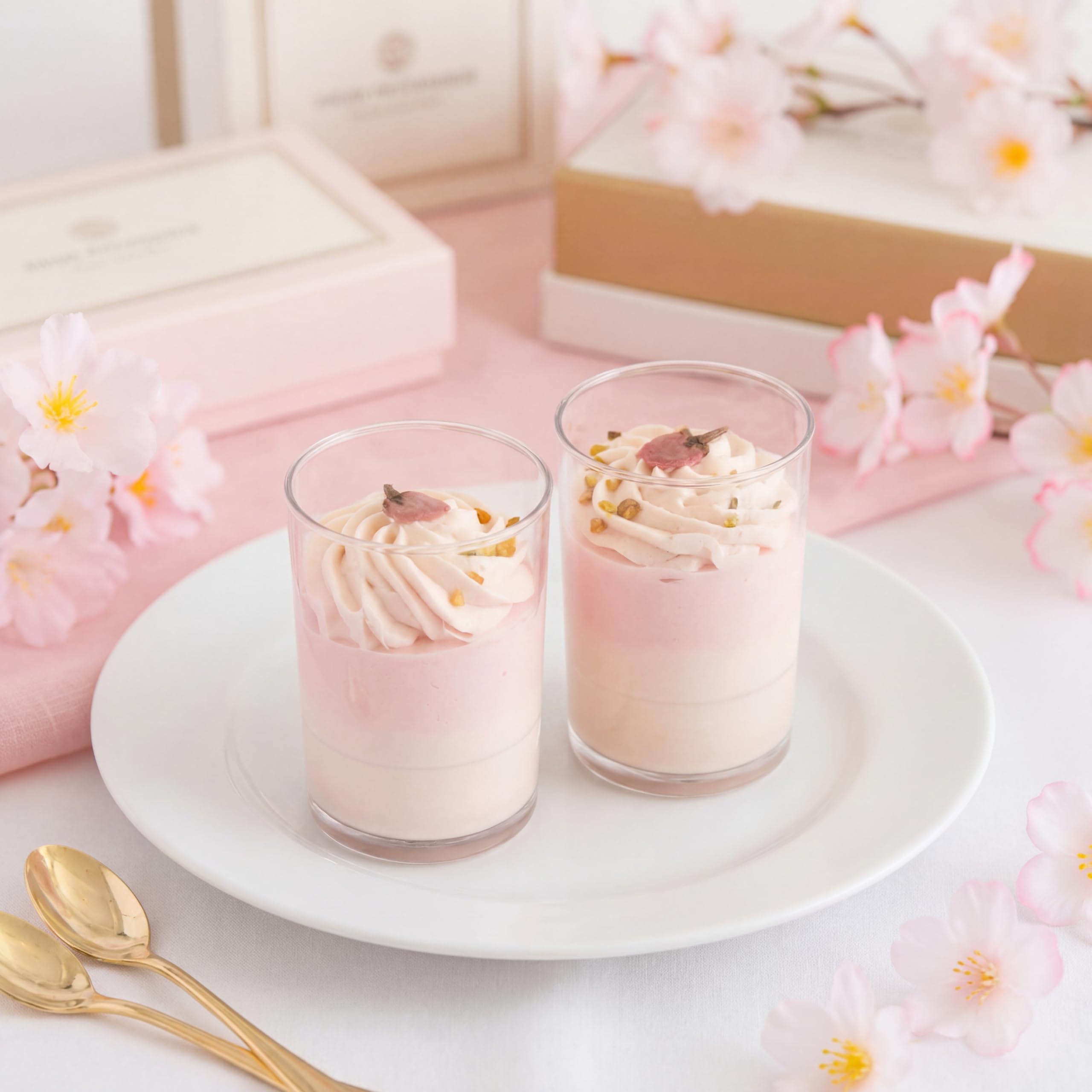 Enaguri Workshop Ryoheido Cherry Blossom Viewing Sweets, Milk, Cherry Blossom Cream, Japanese Sweets, Western Sweets, Sakura Pudding, Cherry Blossom Pudding, 4 Pieces