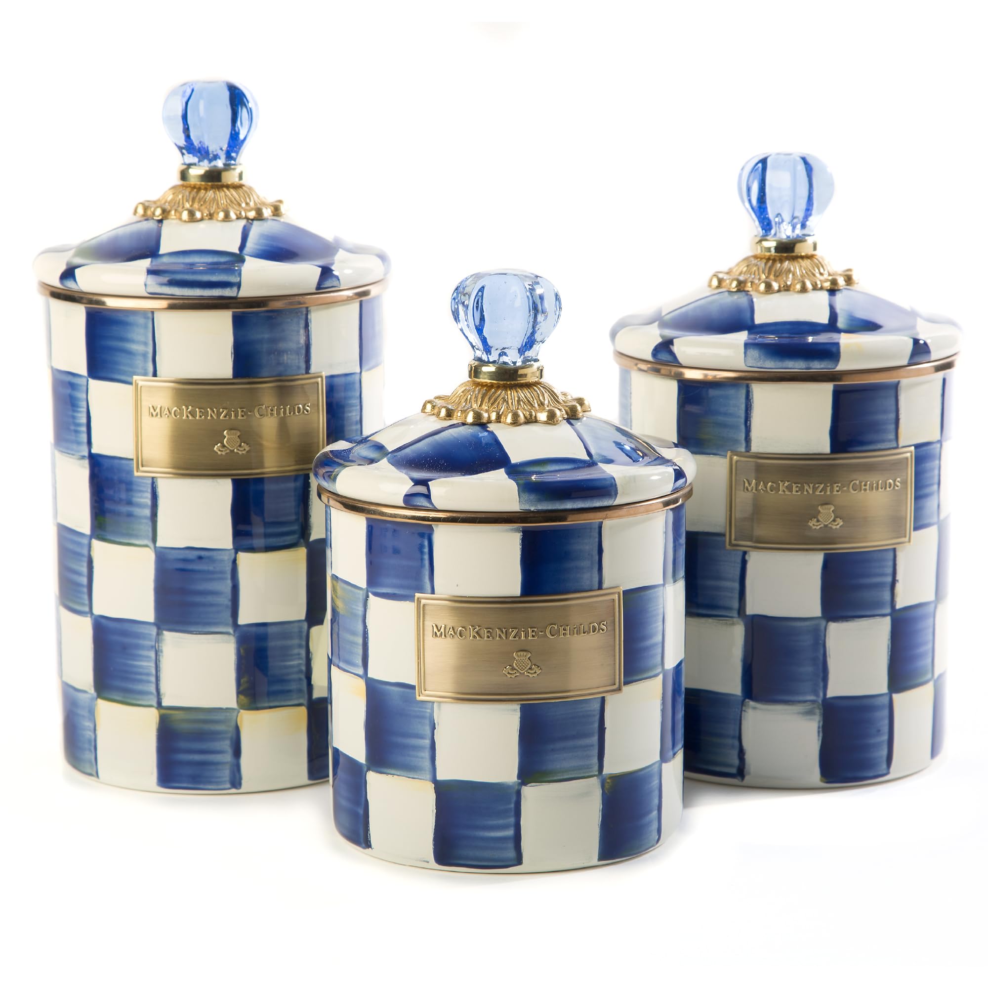 MACKENZIE-CHILDSRoyal Check Canister Set with Lids, Sugar, Coffee, or Flour Container, Small, Medium, Large