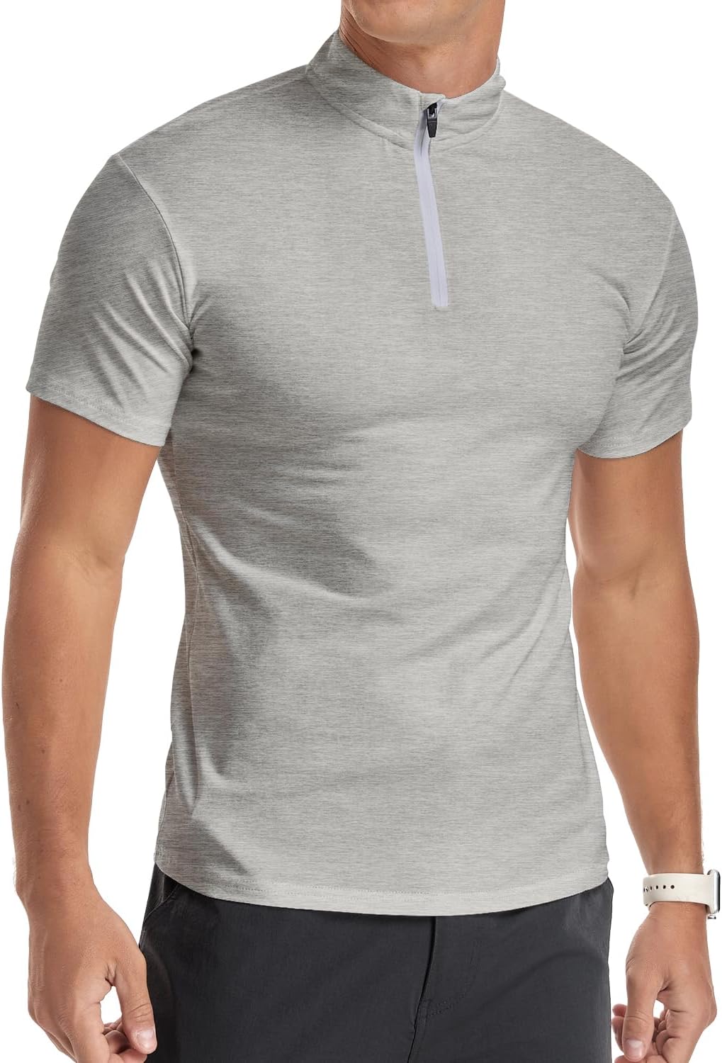 YTD Men's Long/Short Sleeve Polo Shirts Quarter-Zip Casual Slim Fit Mock Neck Basic Designed Cotton Shirts