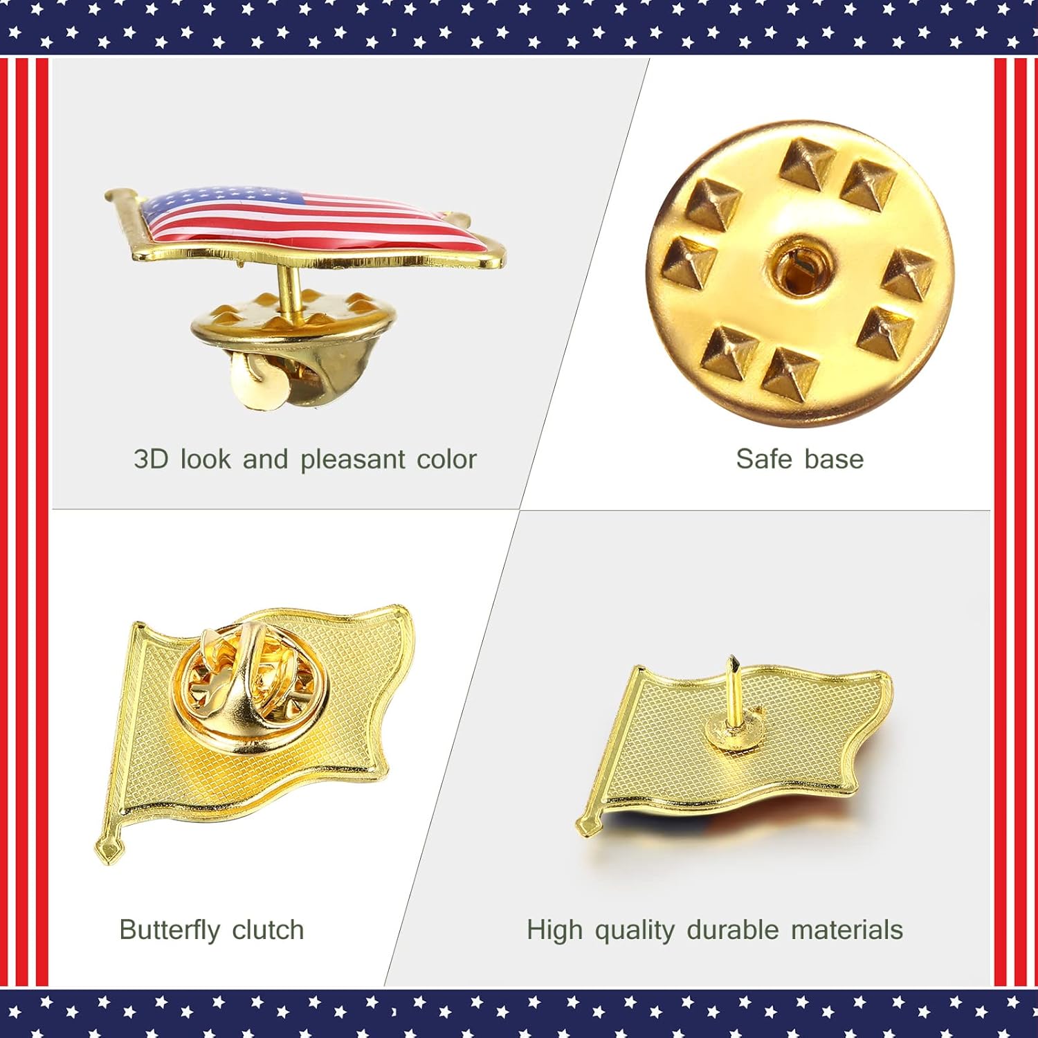 Fumete 200 Pcs American Flag Lapel Pins Bulk, USA Patriotic Souvenir Badge, Enamel Suit Jacket Lapel Pins Bulk