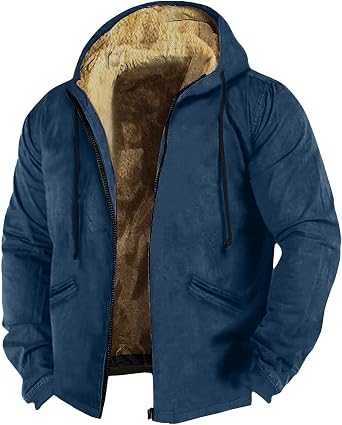 GOFULY Mens Winter Jacket Sherpa With Hood Warm Coats Fleece Zipper Hoodie Big And Tall Heavyweight Fall Outfits With Pockets