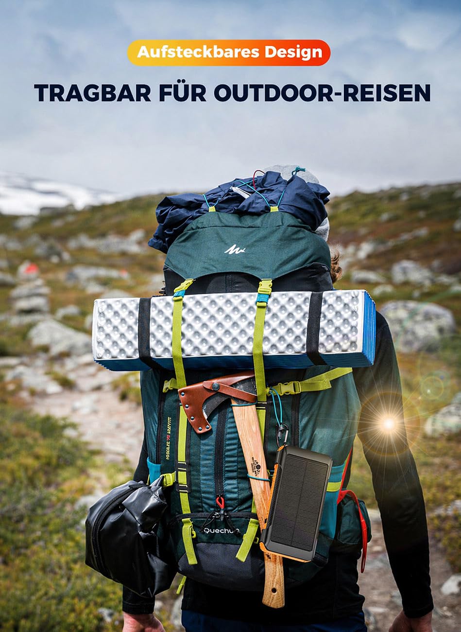 revolt Taschenlampen: 2er-Set Kurbel-Dynamo-Solar-Powerbanks, 10.000 mAh, USB-C PD bis 20 W (Powerbank mit Handkurbel, mit Lightning Anschluss, Outdoor)
