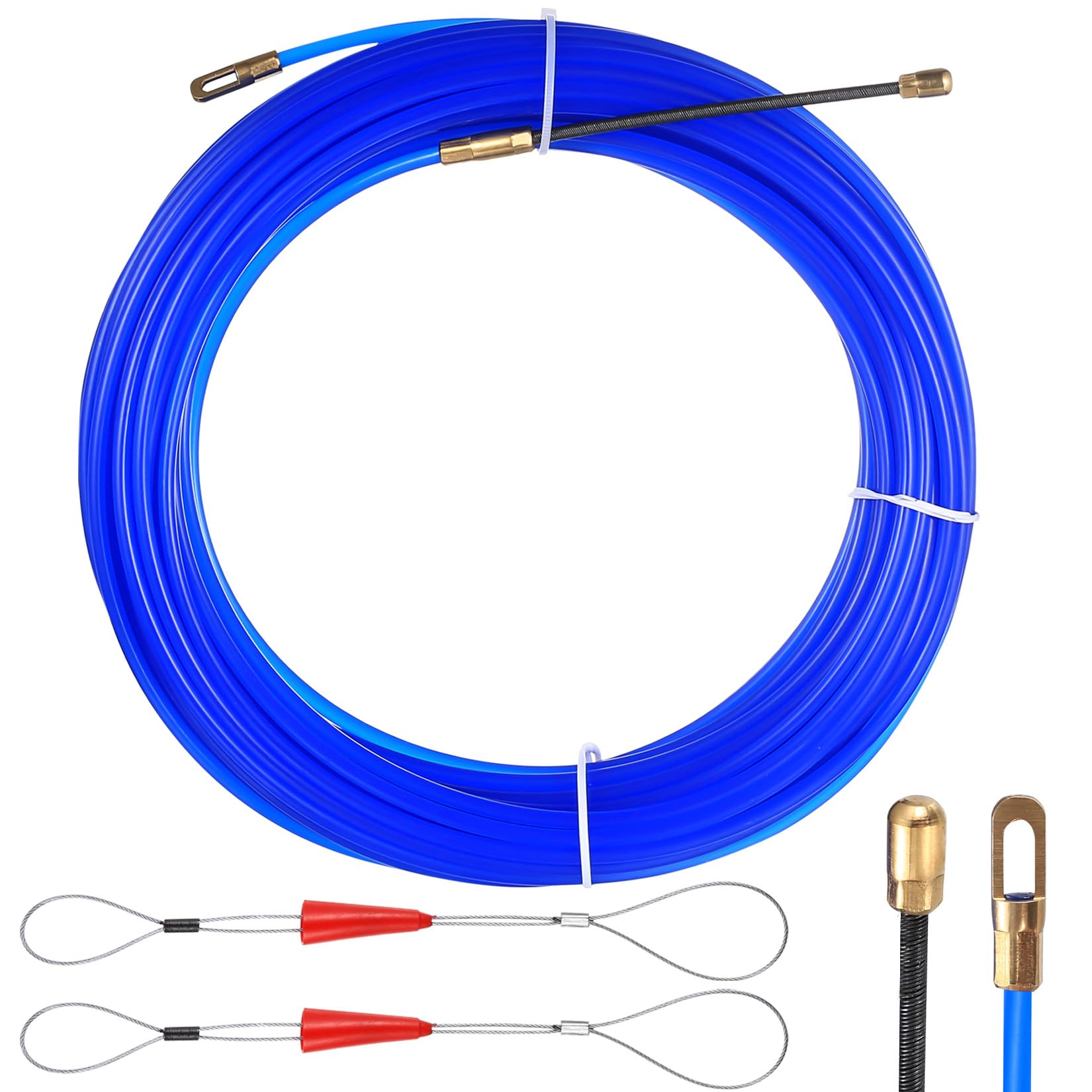 Pomoc do wciągania kabli 20 m, spirala wciągająca i drut wciągający z 2 sprężynami naciągowymi, taśma do wsuwania Ø 4 mm, pomoc do wciągania kabli, sprężyna wciągająca do układania kabli w