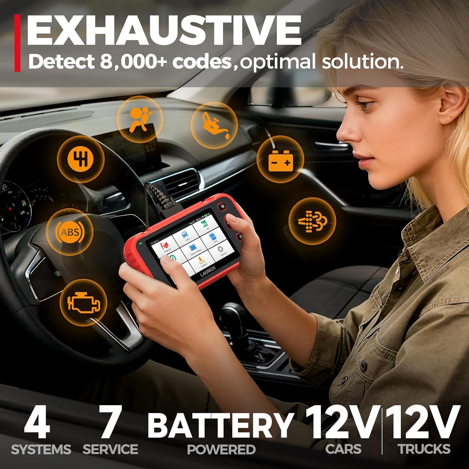 Launch CRP123I V2.0 OBD2 Diagnosegerät Auto, Auslesegerät Auto Check Engine/ABS/SRS/Getriebe Auto Diagnosegerät, Lebenslanges Kostenloses Update, Öl/Bremse/DPF/SAS/BMS/Drosselklappe Rese