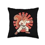 Squirrel Karate Funny Martial Arts Judo Japan Retro Japanese Throw Pillow