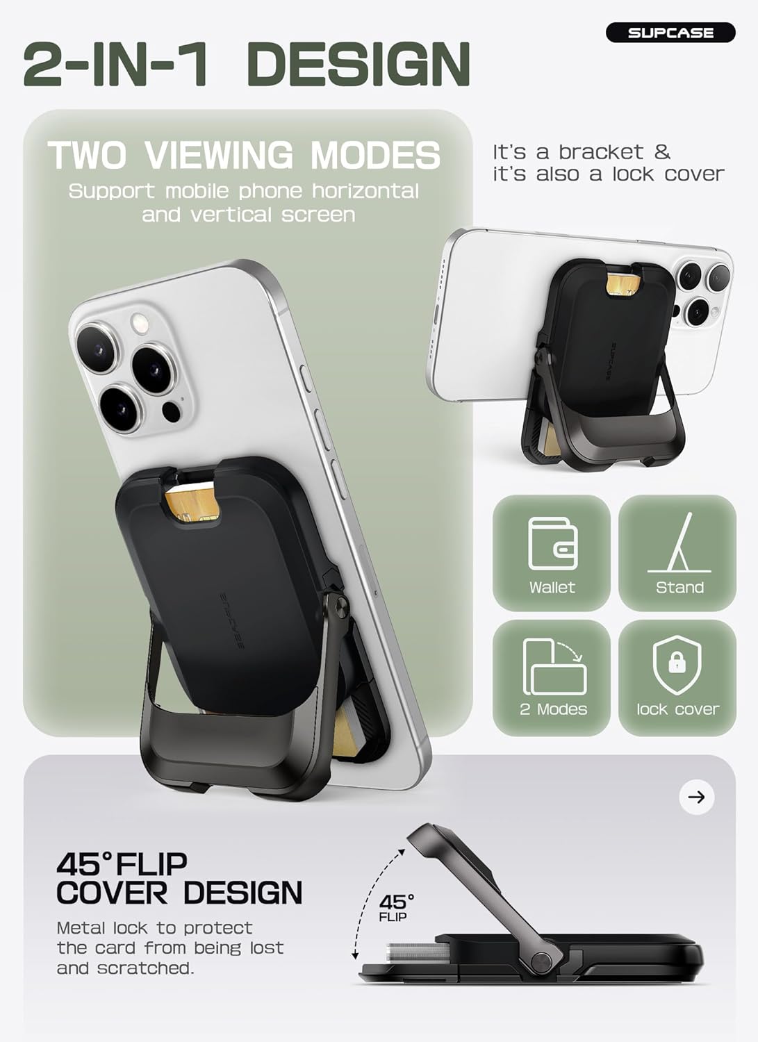 SUPCASE for MagSafe Wallet with Stand, Magnetic Wallet for Men Women, [Hold 6 Cards] [RFID Blocking] [Strong Magnetic Lock] Phone Stand Card Holder for iPhone 17/16/15/14/13/12 Series, Carbon Black - Image 5